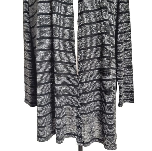 💖 Lane Bryant Black grey stripe Classic long open front cardigan plus 26/ 28 - Picture 7 of 14